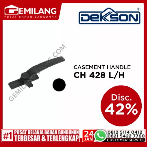 DEKKSON CASEMENT HANDLE CH 428 N-LOCK L/H BK